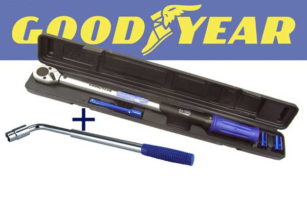 GoodYear Drehmomentschlüssel mit Zubehör 75522 + Radmutternschlüssel 75521