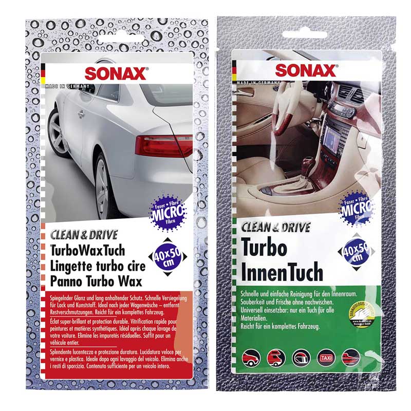 SONAX Clean&Drive TurboWaxTuch +Turbo Innentuch je 40x50cm