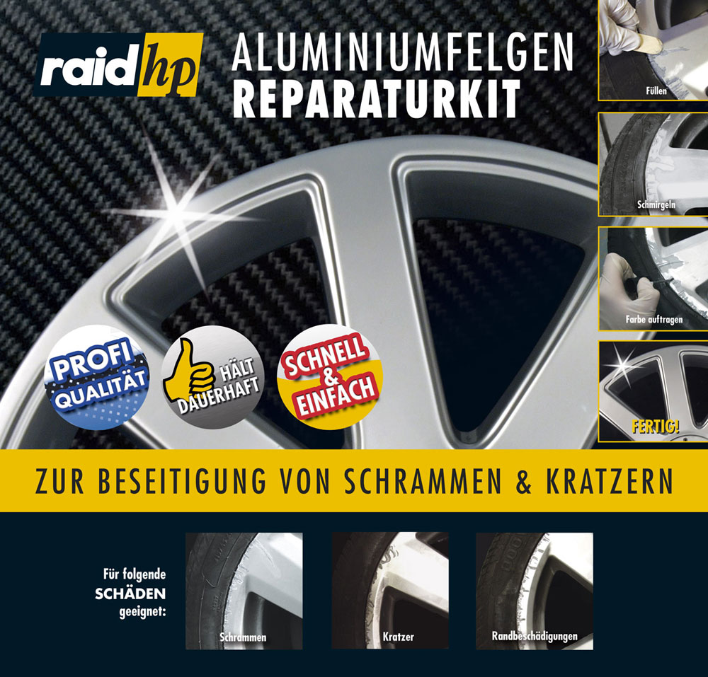 Raid HP Felgen Reparatur-Set Schwarz Matt