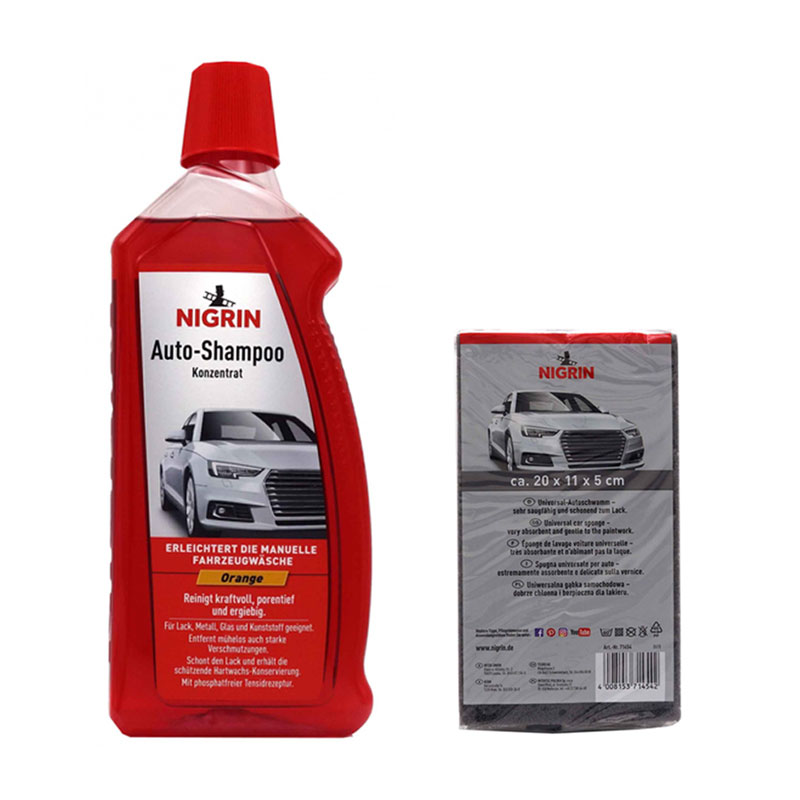 Nigrin Set Shampoo Konzentrat orange 1 Liter  73920 +  Auto Schwamm 71454