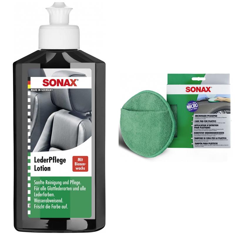 SONAX LederPflegeLotion 250 ml MicrofaserPflegePad