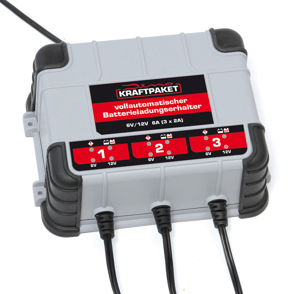 Dino KRAFTPAKET Batterieerhaltungsladegerät 6/12V-3 x 2A IP65 Spritzwassergeschützt
