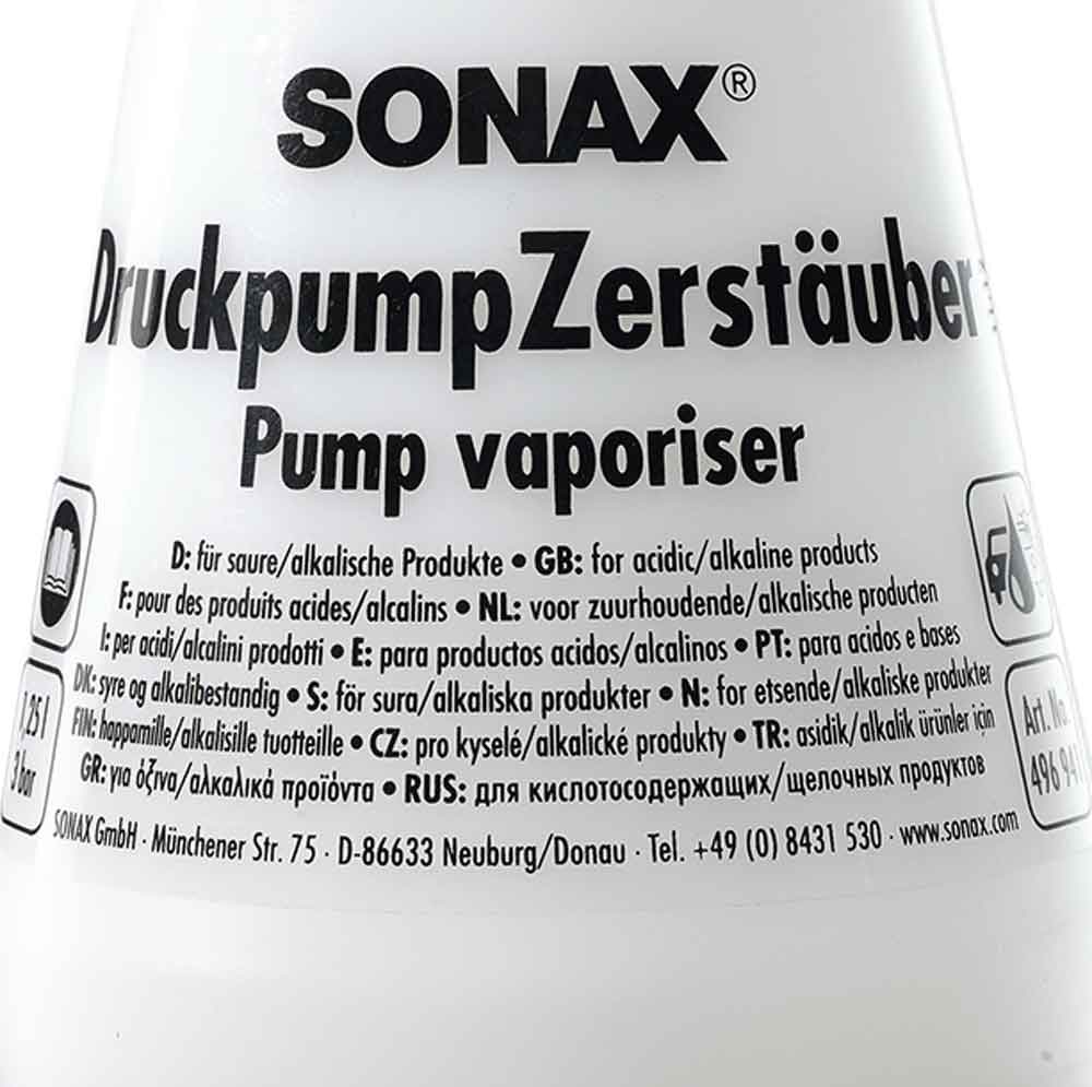 SONAX DruckpumpZerstäuber für saure/alkalische Produkte 1,25L