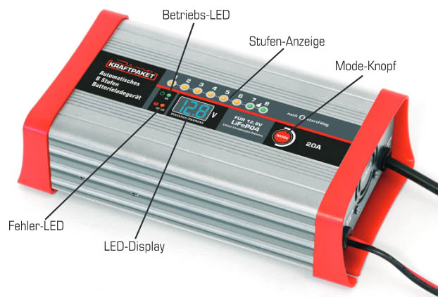 Dino KRAFTPAKET Batterieladegerät 12,8V · 20A für lifepo4-/LFP-Lithium-Batterien