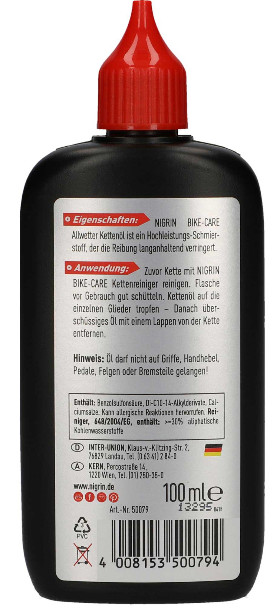 Nigrin BIKE-CARE Allwetter-Kettenöl 100ml 50079