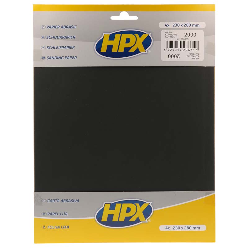 HPX Set Metall-Schleifpapier 4 Stück nass Körnung 2000