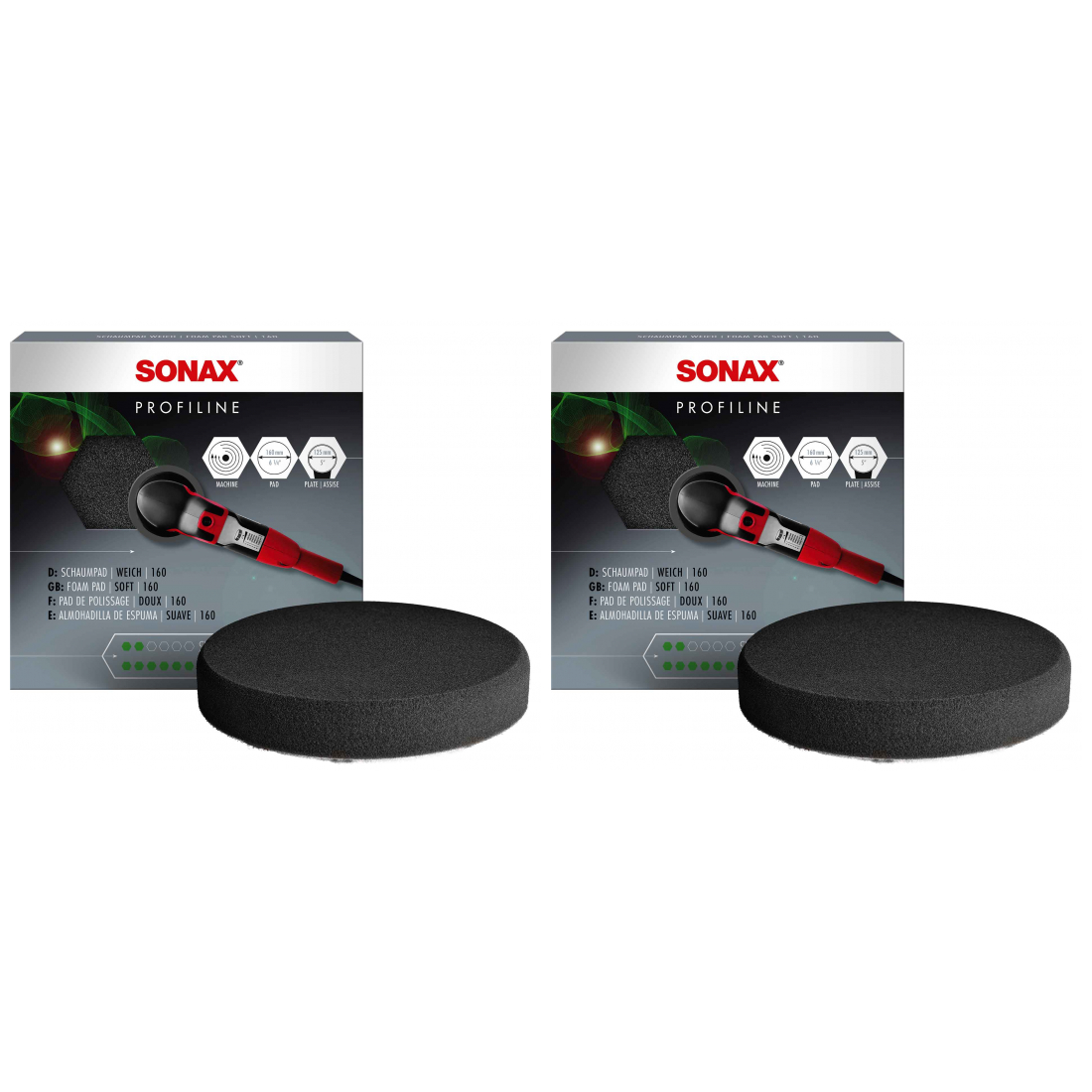 2 x SONAX SchaumPad Polierpad weich 160mm