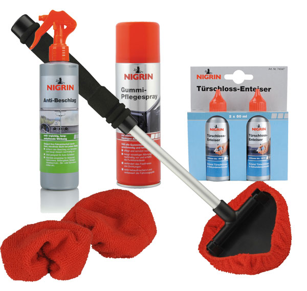 Nigrin Microfaserpad Scheiben-Reiniger Teleskop 71144 - Auswahl: Nigrin Winterset Gummi Pflegespray