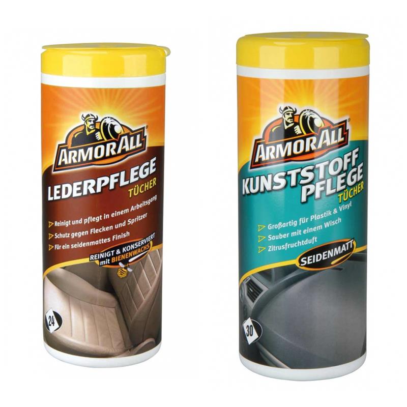 ARMOR ALL Lederpflege Tücher Dose 39020L Kunststoffpflegetücher seidenmatt 33025L