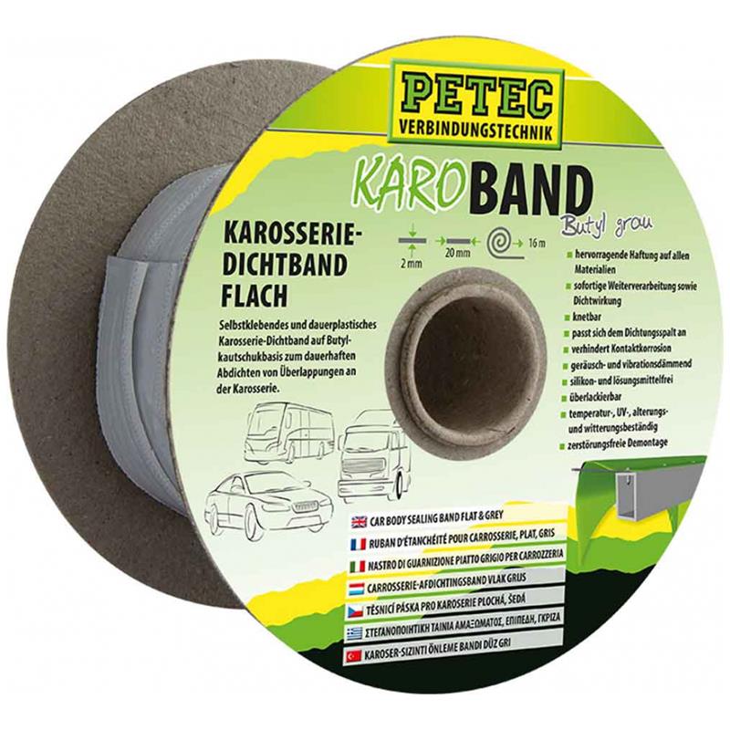 Petec Karosseriedichtband flach grau 20 mm x 2 mm 16 Meter 87520