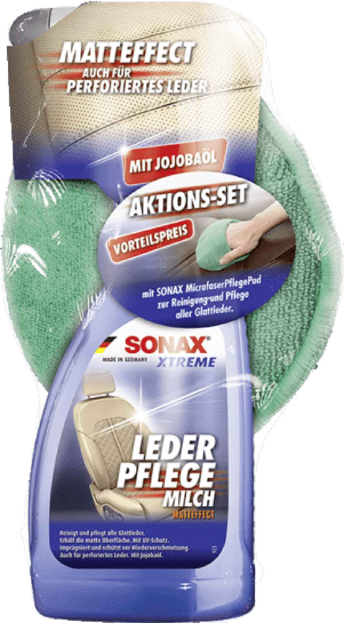 SONAX XtremeLederPflegemilch mit MicrofaserPad AktionsSet 02547410
