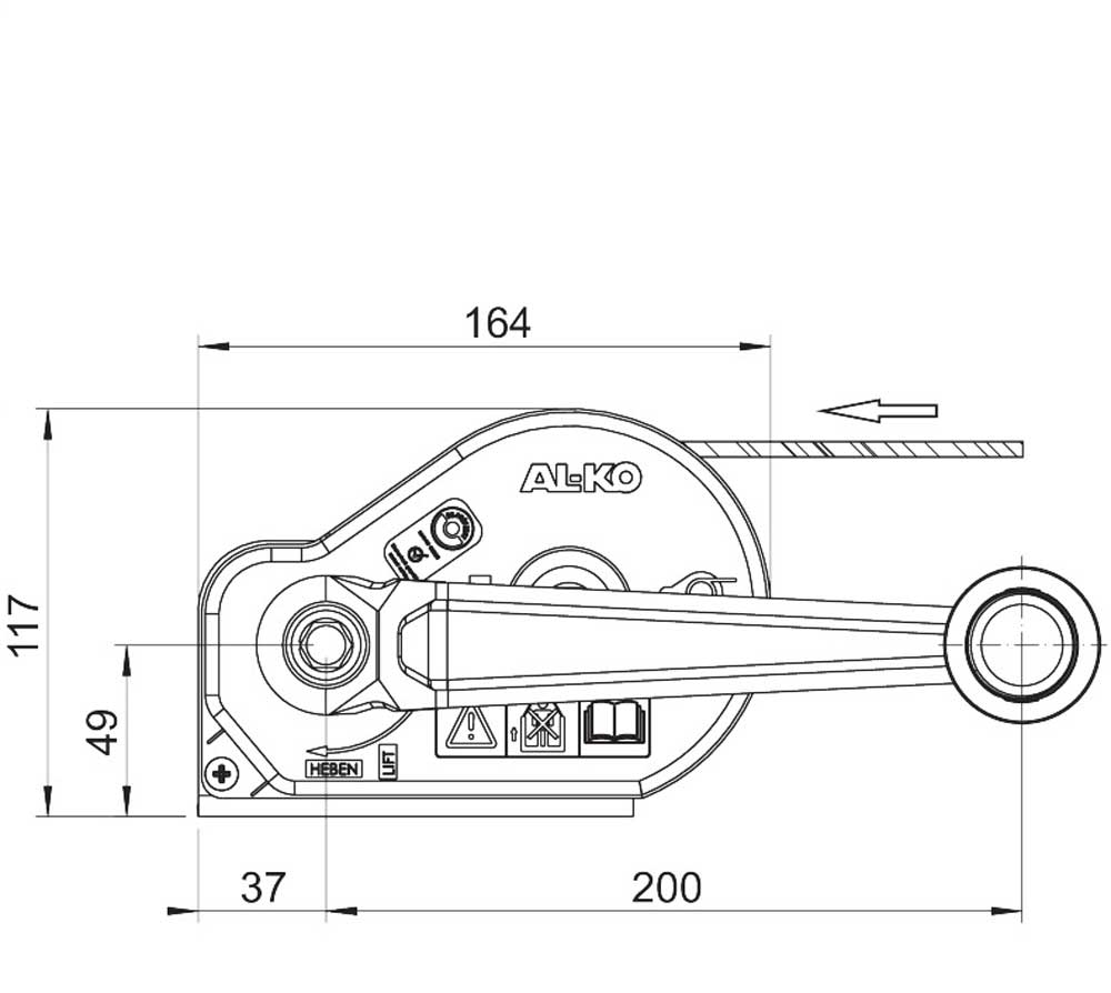 Alko Winde gebremst ohne Seil Typ 351 PLUS Bootswinde 350kg Slipwinde