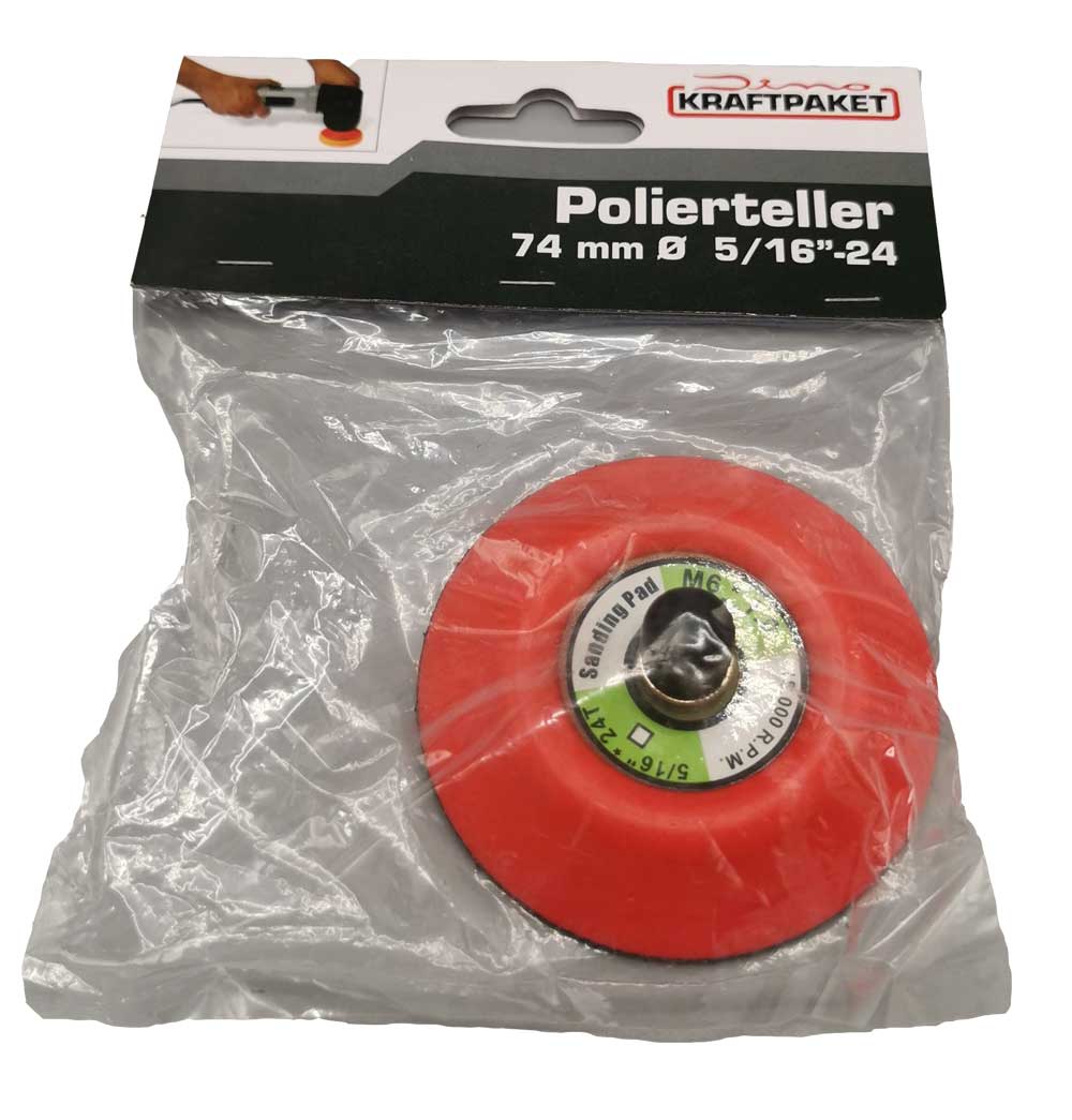 Dino KRAFTPAKET 74mm-Stützteller-5/16-24 mit Klett Polierteller für Exzenter Poliermaschine