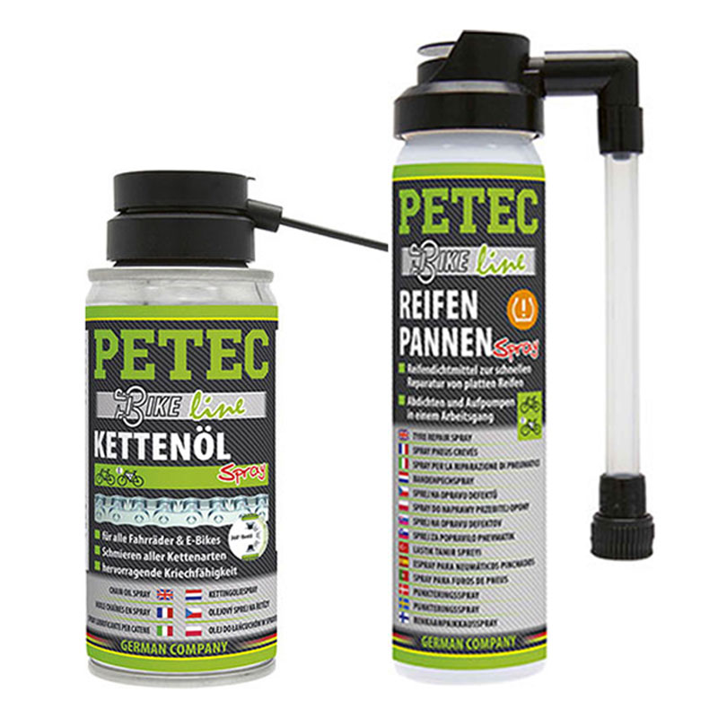 Petec Bike Set Kettenöl Spray 100ml  + Petec ReifenPannen-Spray 75ml