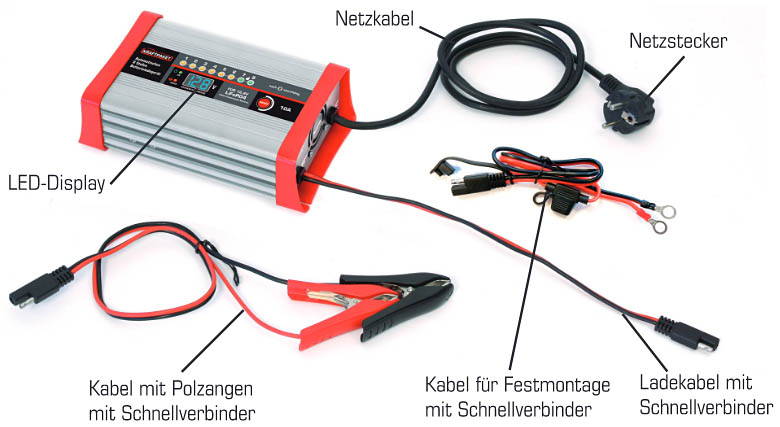 Dino KRAFTPAKET Batterieladegerät 12,8V · 10A für lifepo4-/LFP-Lithium-Batterien