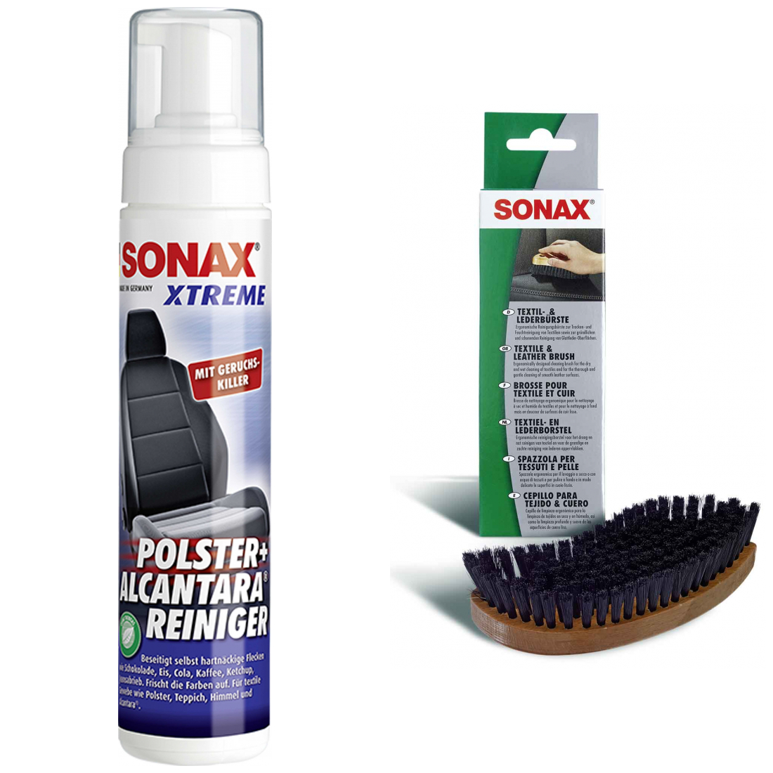 SONAX XTREME Polster- & AlcantaraReiniger treibgasfrei 250ml Textil- LederBürste