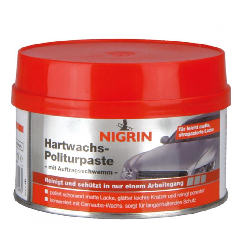 NIGRIN Hartwachs-Politur-Paste + Schwamm 250 ml 72943