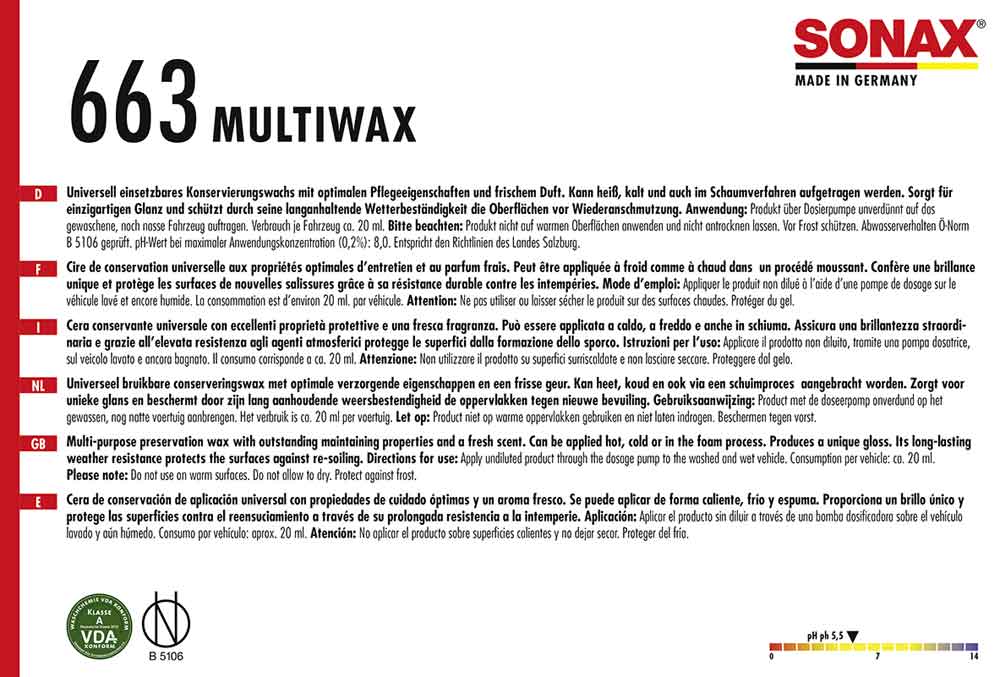 SONAX SX Multiwax 10L
