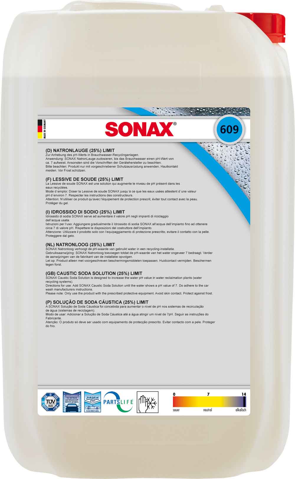 SONAX NatronLauge/Caustic Soda Solution 25% PH-Wert Neutralisator 25L