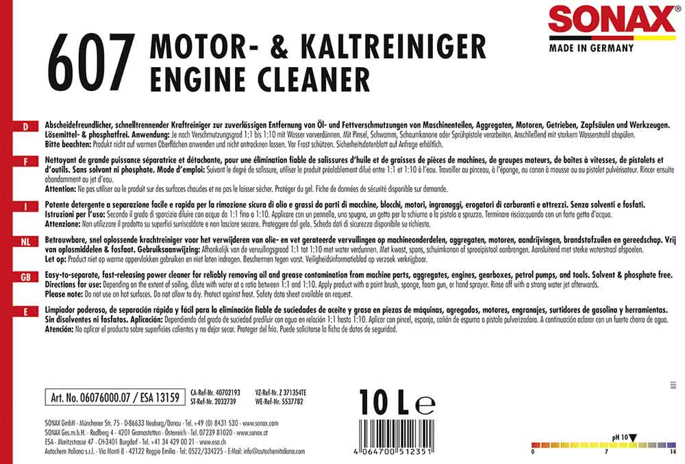 SONAX Motor- & KaltReiniger /Engine Cleaner Motorenreiniger 10L