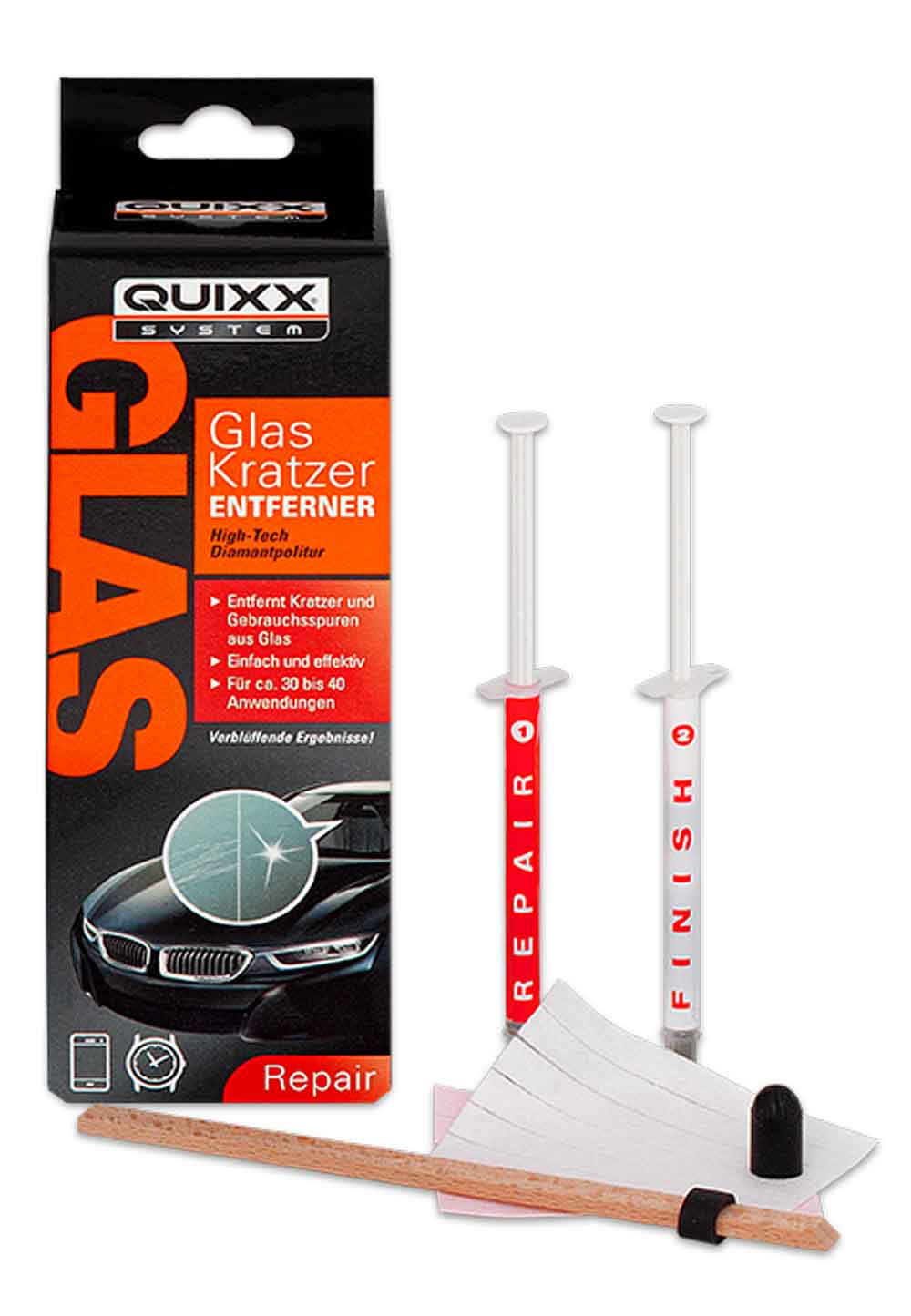 Quixx Glaskratzer Entferner Set für Glas Autoscheiben Glasmöbel Fenster Kratzer