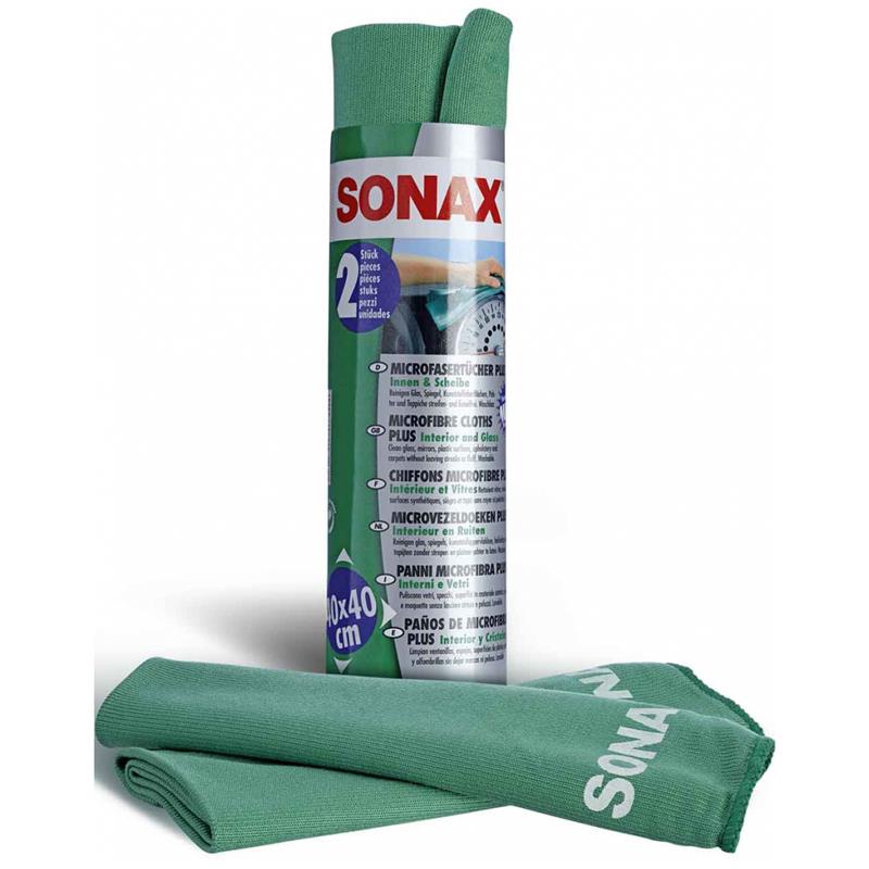 SONAX MicrofaserTücher PLUS Innen & Scheibe 2er Set