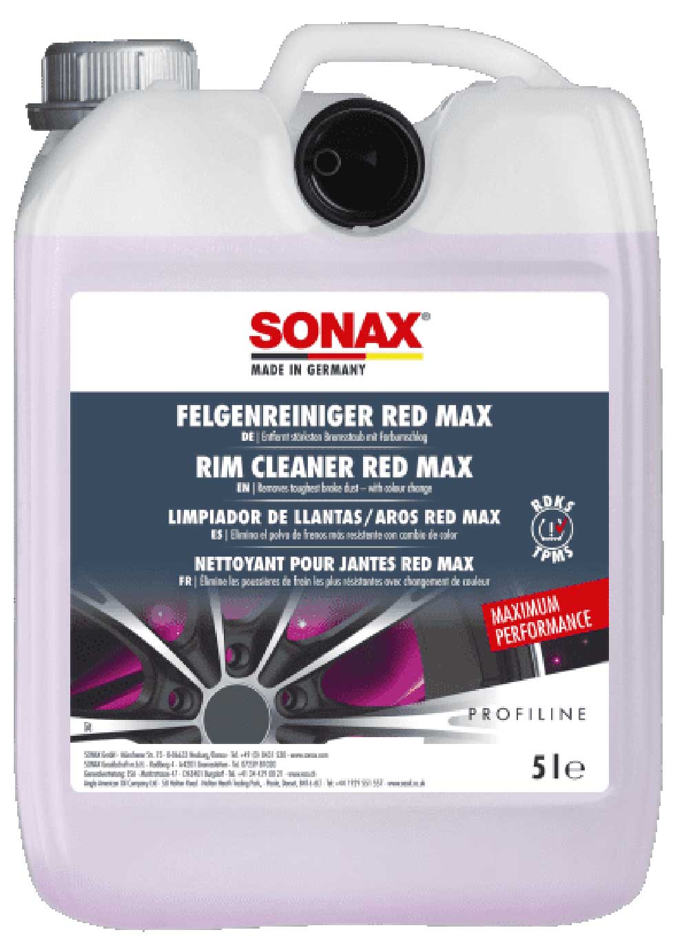 Kopie von SONAX Felgenreiniger Red Max 5L 02315050
