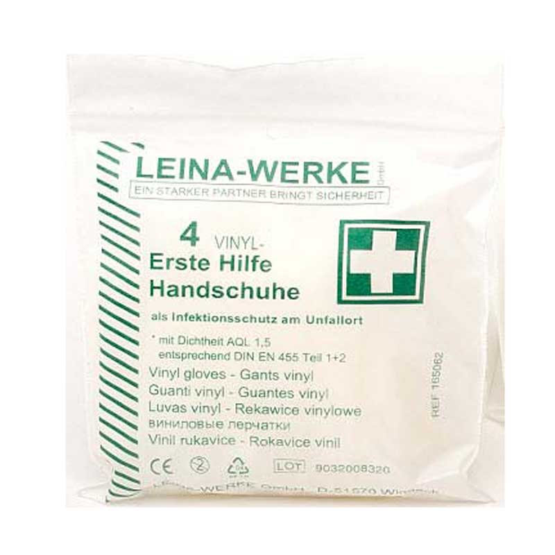 Leina-Werke  4 Erste-Hilfe-SchutzHandschuhe aus Vinyl VPE 50
