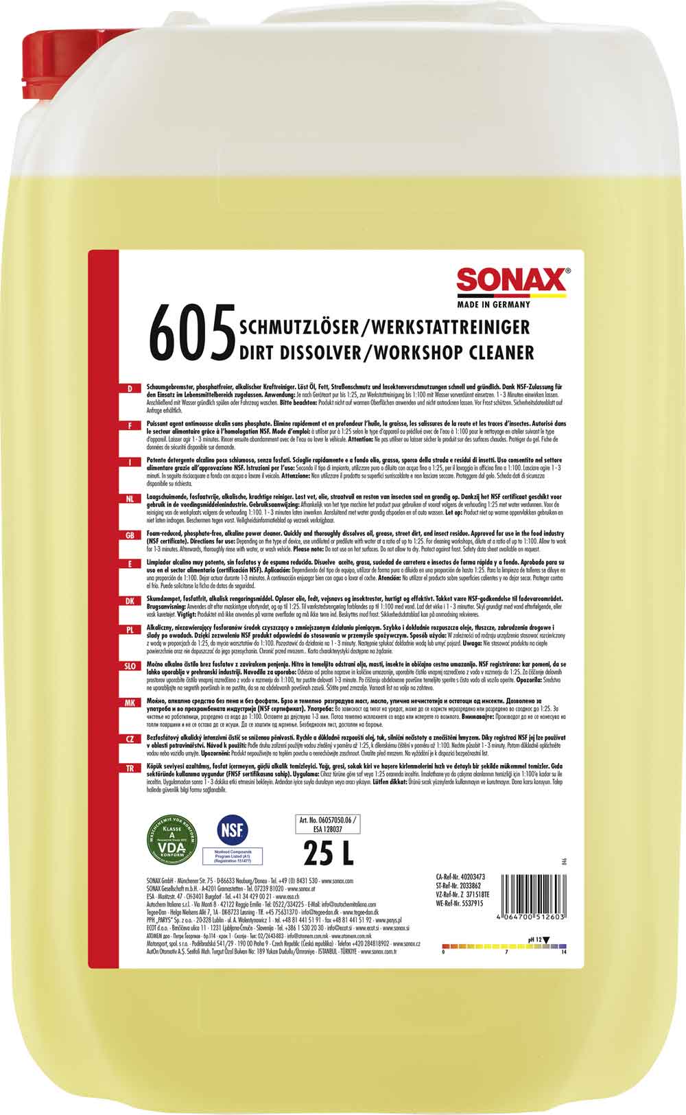 SONAX SchmutzLöser/Werkstatt Reiniger Hochdruckreiniger-Zusatz 25L