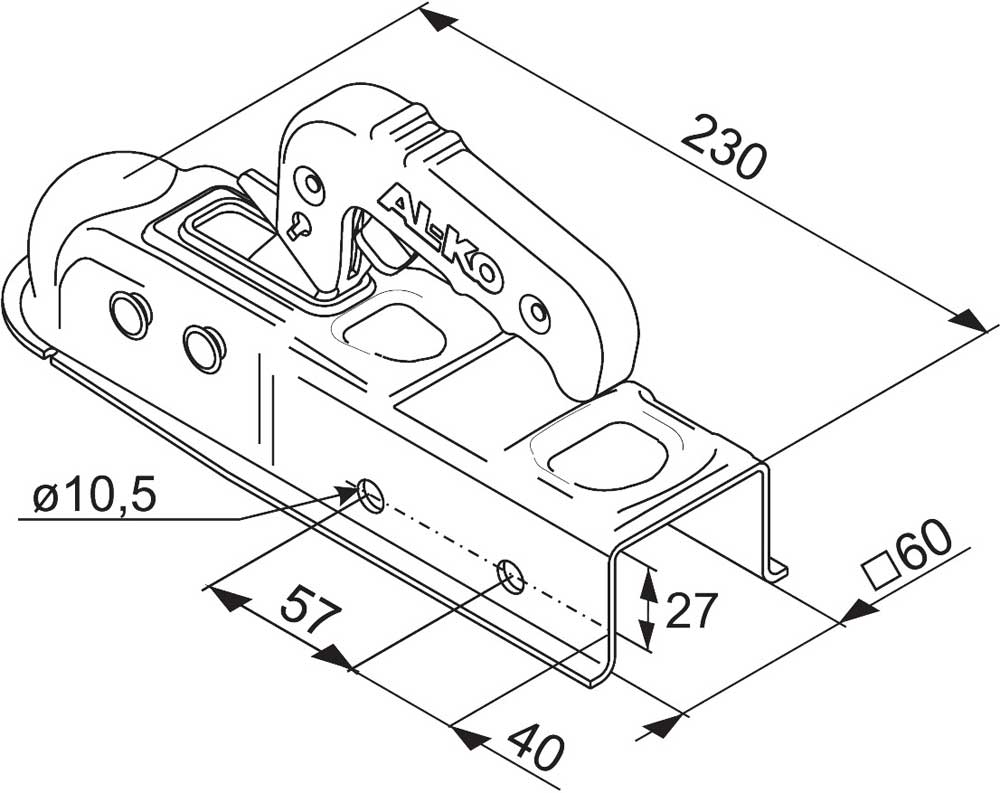 Alko Kugelkupplung AK7 Plus 60mm Vierkannt E Anhänger Zugmaul Anhängerkupplung