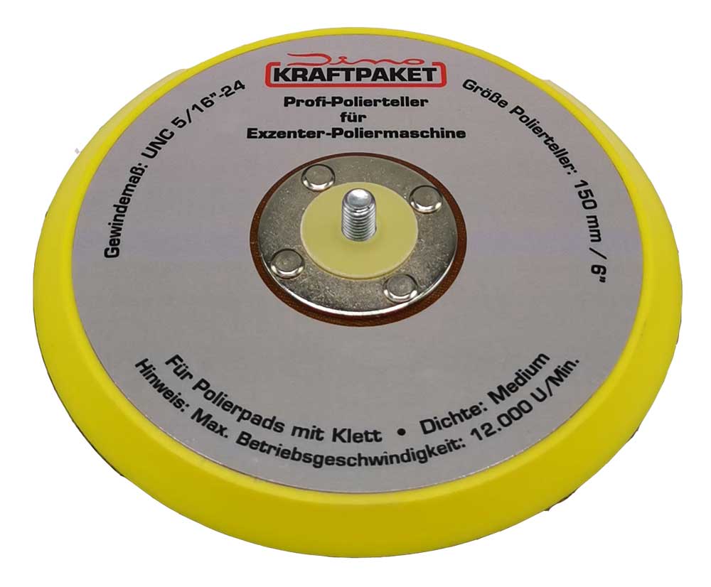 Dino KRAFTPAKET 150mm-Stützteller-5/16-24 mit Klett Polierteller für Exzenter Poliermaschine