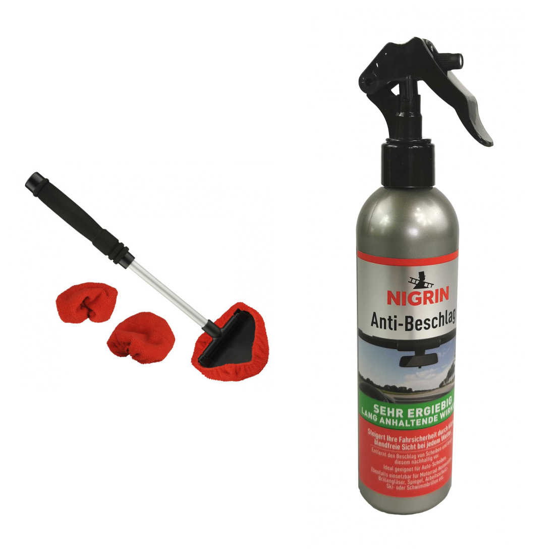 Nigrin Microfaserpad Scheiben-Reiniger Teleskop 71144 - Anzahl: 1x Anti-Beschlag Spray 72980