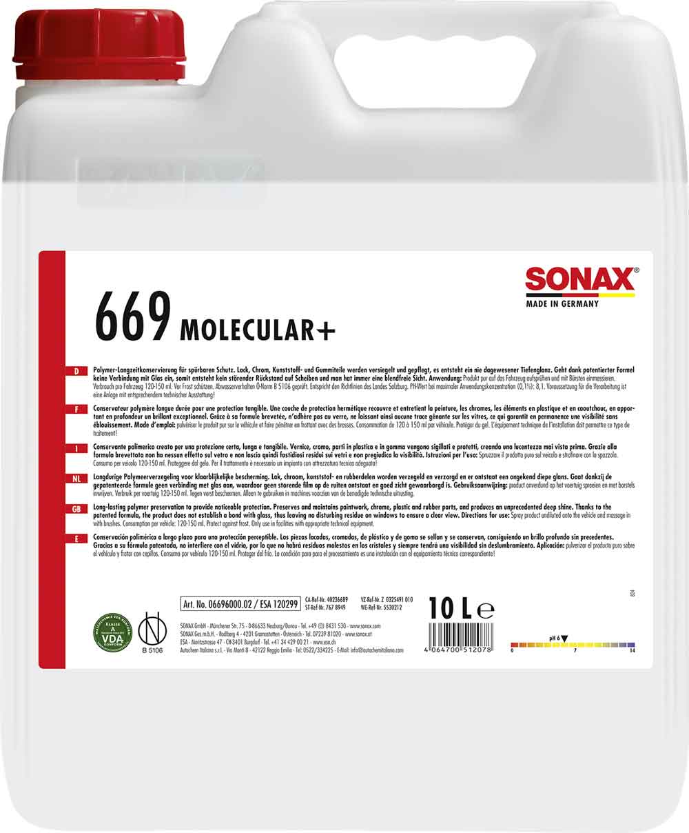 SONAX MOLECULAR+ Langzeitkonservierung für Waschanlagen 10L 06696000