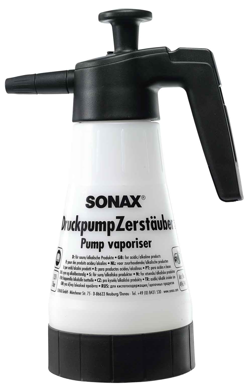 SONAX DruckpumpZerstäuber für saure/alkalische Produkte 1,25L