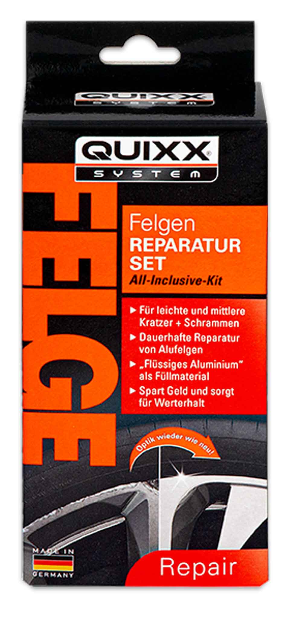 Quixx Felgen Reparatur Set Alufelgen Silber Kit