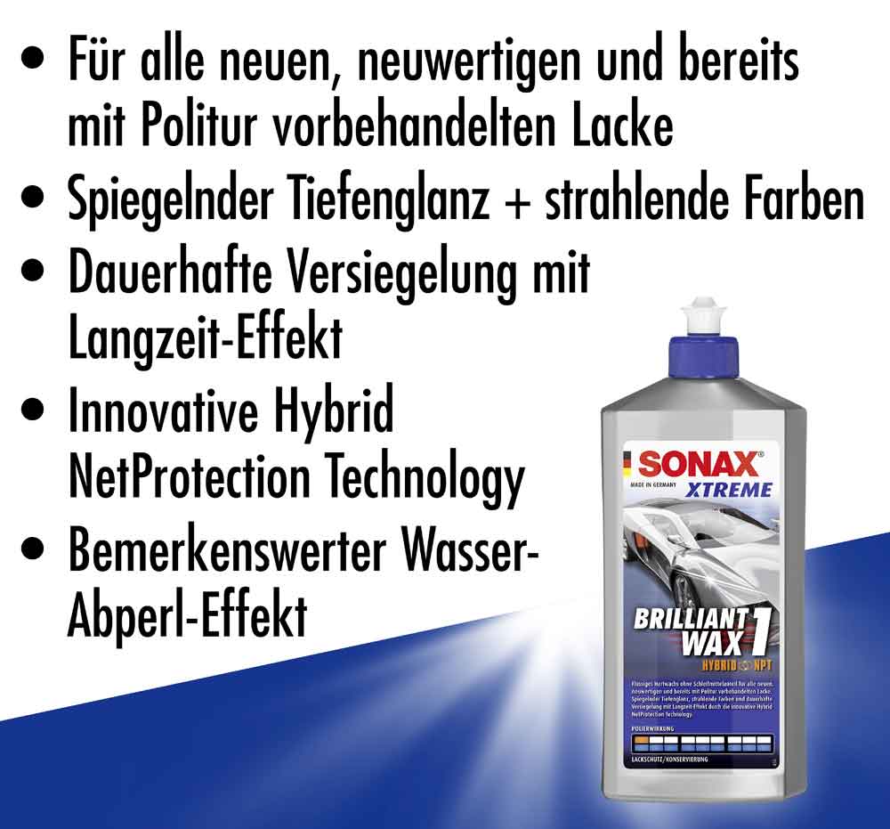 SONAX XTREME Brilliant Wax 1 Hybrid NPT 500 ml + ApplikationsSchwamm