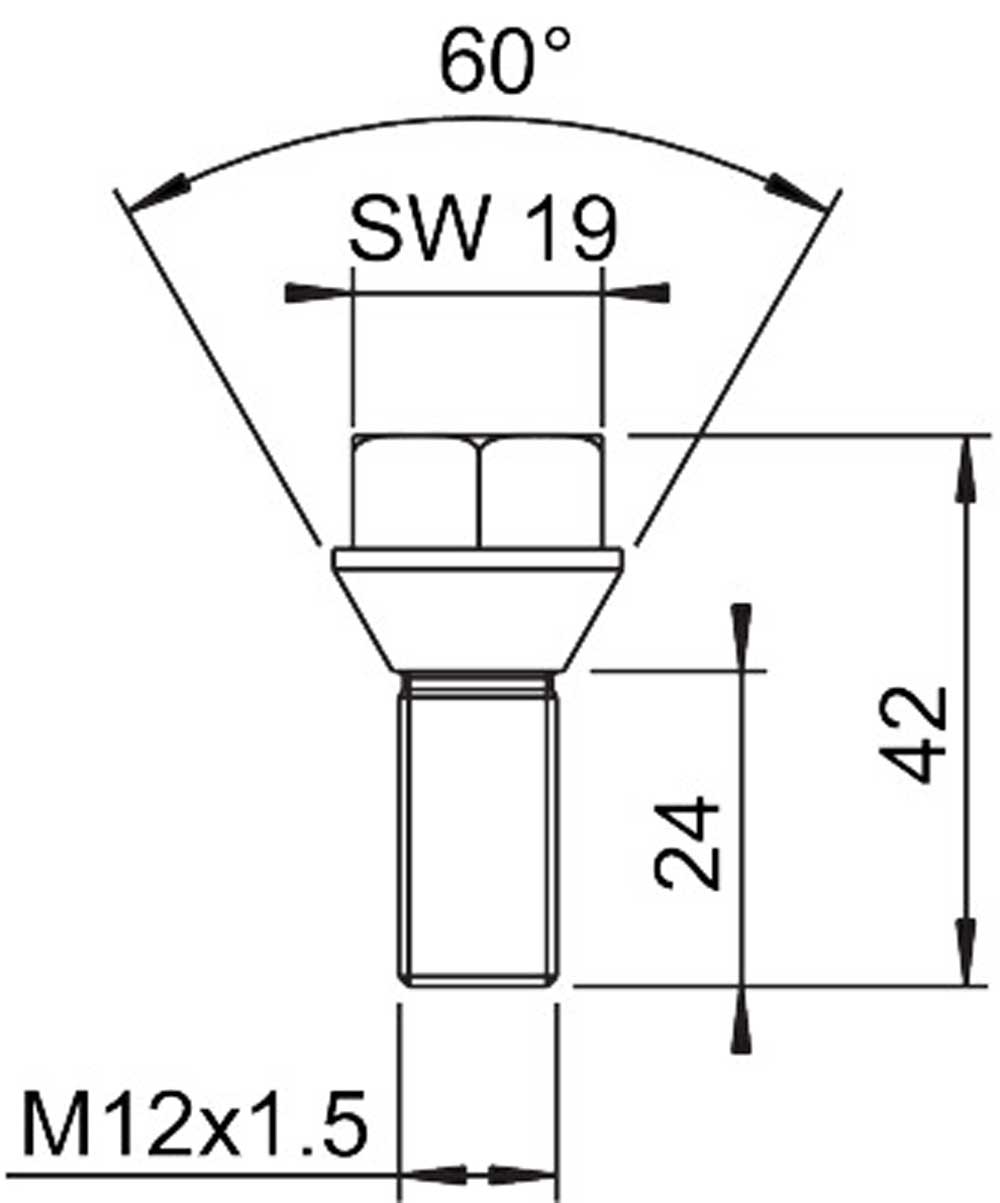 Alko Radschraube M12 x 1,5 x 24 Kegel 2081670018