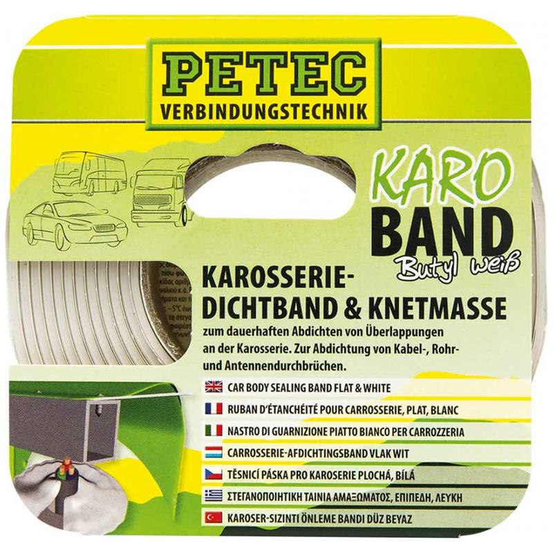 Petec Karo Karosseriedichtband Buthyl Flach weiss 20 mm x 2 mm 3 Meter